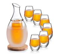 ZENS Sake Set Glasses, 8.5 Ounce Sake Carafe Cups with 4 Saki Cup Set for Warmer or Cold Japanese Wine with Stone Coaster Gift Sets