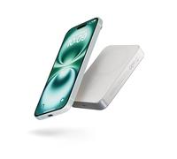 Zens Slim Aluminium Power Bank Qi2 10k mAh, MagSafe 15W Wireless Charger for iPhone and AirPods, Includes 30 cm USB C-C Cable, White