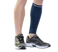 Zensah Calf/Shin Compression Sleeve - Made in the USA Single Leg Compression Sleeve for Shin Splint Relief, Recovery, Running, Navy, L-x-L