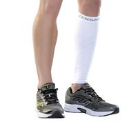 Zensah Calf/Shin Compression Sleeve - Made in the USA Single Leg Compression Sleeve for Shin Splint Relief, Recovery, Running, White, XS-S
