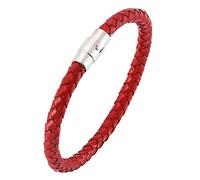 ZENSE - Braided leather bracelet for men in red color ZB0258