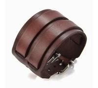 ZENSE - Brown Leather Men's Bracelet of Strength with Double Straps ZB0345