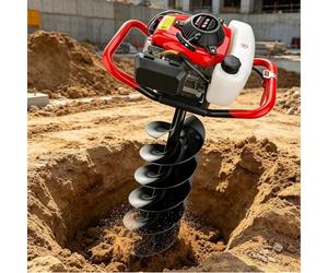 ZenSeFarin 4 Stroke Gasoline Post Hole Diggerelectric Post Hole Digger,With 9 Bits,Petrol Earth Auger Drill for Fence Posts,Trees,And Garden Soil,Efficient Ground Drilling Machine 6cm
