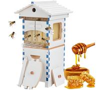 ZenSeFarin Beehive Starter Kit, Automatic Self-Flowing Honey Hive, Complete Wooden Bee Box, Beekeeping Equipment with Observation Window & Honey Spout for Beginners & Hobbyists
