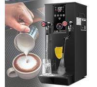 ZenSeFarin Commercial Steam Water Boiling Machine, 20L Stainless Steel Steam Electric Coffee Milk Foam Maker 4 IN 1 Milk Foam Maker With Lcd Dispaly,For Latte and Cappuccino Making Black