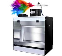 ZenSeFarin Craft Table Airbrush Booth, Airbrush Spray Booth with Waterfall, with Water Curtain Exhausting Air System, LED Lighting, for Model Cake Nail Art Pottery & Crafts 40 * 50 * 40cm