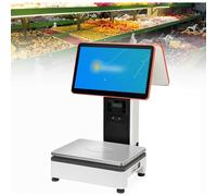 ZenSeFarin Electronic Barcode Scale,Digital Weight Price Scales with 15.6 Inch Touch Screen,Capacitive Touch Screen,Up to 30kg Weighing Range and Accurate Counting,Built-in Receipt Printer for Market