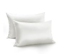 Zenssia Luxury Satin Pillowcase 50 x 70 cm, Set of 2, Soft as Silk Pillowcase 50 x 70 cm, Hair and Skin Care with Zip, White