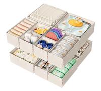 ZenStorage 12 Pack Drawer Organizer for Baby Clothes, Linen Fabric Nursery Drawer Organizer with Zipper, Beige