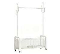 ZENSTYW Rolling Garment Rack With Storage Basket,Heavy Duty Metal Clothes Hanging Stand With Lockable Wheels,Multi-Size Optional,For Entryways,Bedrooms,And Offices(White,60cm/23.6in)