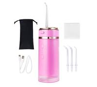 ZENT Stream+ Water Irrigator, Advanced Rotary Technology 360°, 3 Special Tips, Adjustable Pressure, Dental Plaque Removal, Rugged Battery, Compact Sizes, Pink