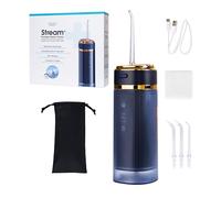 ZENT Stream+ Water Irrigator, Advanced Rotary Technology 360°, 3 Special Tips, Adjustable Pressure, Dental Plaque Removal, Durable Battery, Compact Sizes, Blue