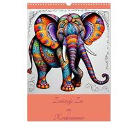 Zentangle Zoo in the nursery UK-Version (Wall Calendar 2026 DIN A3 Portrait), CALVENDO 12 Month Wall Calendar