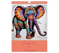 Zentangle Zoo in the nursery UK-Version (Wall Calendar 2026 DIN A4 Portrait), CALVENDO 12 Month Wall Calendar