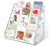 ZentaStar Greeting Card Display Stand, Transparent Postcard Holder, 5-Tier Acrylic Multi-Functional Brochure, Magazine, And Sticker Organizer