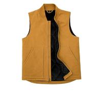 ZENTHACE Men's Arctic Quilted Lined Duck Vest Washed Full Zip Up Utility Rugged Canvas Work Vest Jacket, Turmeric, XXL