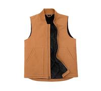 ZENTHACE Men's Arctic Quilted Lined Duck Vest Washed Full Zip Up Utility Rugged Canvas Work Vest Jacket, Duck Brown, XL