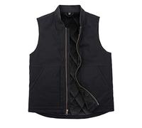 ZENTHACE Men's Arctic Quilted Lined Duck Vest Washed Full Zip Up Utility Rugged Canvas Work Vest Jacket, Black, L