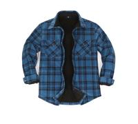 ZENTHACE Mens Fall Winter Warm Sherpa Lined Plaid Flannel Shacket Polar Fleece Shirt Jacket Holiday Gift Pacific Blue M