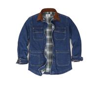 ZENTHACE Men's Flannel Lined Denim Washed Work Shirt Jacket, Fall Winter Utility Jean Shacket, Blue, X-Large