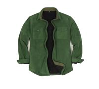 ZENTHACE Mens Fleece Lined Shirt Jacket Fall Winter Warm Thick Overshirt Outdoor Fluffy Cozy Shackets Flannels Solid Green S