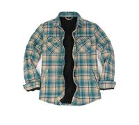 ZENTHACE Mens Insulated Plaid Flannel Jacket Snap Button Casual Sherpa Lined Fall Witnter Shacket Warm Outdoor Wear Turquoise M