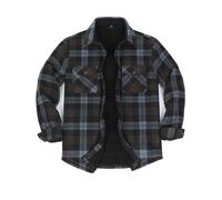 ZENTHACE Men's Long Sleeve Sherpa Lined Shirt Jacket Polar Fleece Fall Winter Work Plaid Flannel Shacket Dusty BlueXL
