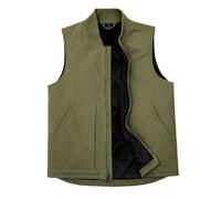 ZENTHACE Mens Quilted Lined Duck Canvas Work Vest,Brass Zip Up, Army Green, XL