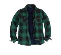 ZENTHACE Men's Sherpa Fleece Lined Plaid Flannel Jackets Fall Winter Outdoor Work Flannel Shirt Shacket Jacket Coat Green M