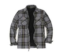 ZENTHACE Men's Sherpa Lined Full Zip Up Plaid Flannel Jacket Shirt,Brushed Cozy Flannel Outdoor Work Shacket Jackets Grey XXL
