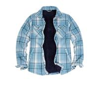 ZENTHACE Plaid Jackets for Men Warm Sherpa Lined Flannel Shirt Jacket Flannel Shirts Long Sleeved Shacket Coat Sky Blue L