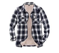 ZENTHACE Women's Sherpa Fleece Lined Flannel Shirt Jacket,Button Down Plaid Flannel Shirt Jacket Bright Navy M