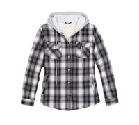ZENTHACE Women's Sherpa Fleece Lined Plaid Flannel Shacket Jackets Fall Winter Warm Hooded Flannel Shirt Jacket Tartan Navy XL
