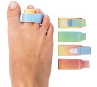ZenToes Hammer Toe Corrector for Women & Men - Reusable Fabric Buddy Wraps for Broken Toes - Cushioned Toe Splint for Protection & Recovery & Hammertoe Straightener - 4 Count (OSFM, Rainbow)