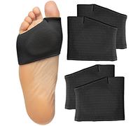 ZenToes Metatarsal Pads for Women and Men - 4 Pack Ball of Foot Cushions, Black, S