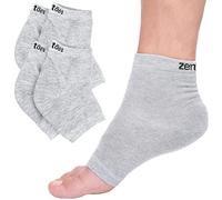 ZenToes Moisturizing Heel Socks 2 Pairs Gel Lined Toeless Spa Socks to Heal and Treat Dry, Cracked Heels While You Sleep (Regular, Gray)