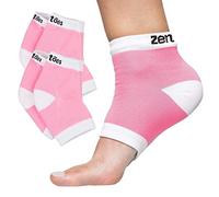 ZenToes Moisturizing Heel Socks 2 Pairs Gel Lined toeless spa Socks to heal and Treat Dry, Cracked Heels (Cotton, Pink)