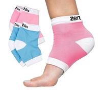 ZenToes Moisturizing Heel Socks 2 Pairs Gel Lined toeless spa Socks to heal and Treat Dry, Cracked Heels (Cotton, Blue and Pink)