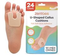 ZenToes U-Shaped Felt Callus Pads | Protect calluses from rubbing on Shoes | Reduce Foot and Heel Pain | Pack of 24-1/8" self-Stick Pedi Cushions