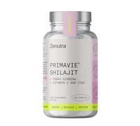 Zenutra Shilajit Capsules 250mg PrimaVie® (50% Fulvic Acid) with Panax Ginseng, Zinc & Vitamin C | Energy, Vitality & Testosterone Support | 60 Capsules (2 Month Supply)