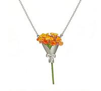 ZenVib A Kind Necklace - Every Bloom Tells a Different Story, DIY Forever Bow Bouquet-Shaped Pendant Flower Insert Necklaces Charm Holder Clip Accessories Statement Gifts Jewelry, Medium, Copper, No