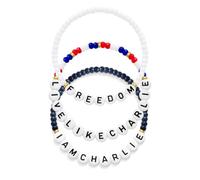 ZenVib Charlie Kirk Beaded Bracelet, 3Pcs Hero Freedom Letter Bead Merch USA Bracelets Memorial A True Patriot Pray Justice Wristbands Gift Jewelry, M, Acrylic, no gemstone
