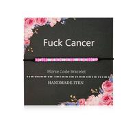 ZenVib Fck Cancer Morse Code Bracelet For Women, Breast Cancer Survivor Strength Pink Boho Beads Series Adjustable Inspirational Motivational Gifts Jewelry, M, Plastic, no gemstone