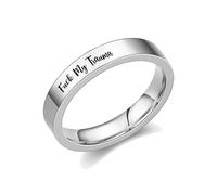 ZenVib FCK MY TRAUMA RING For Women, Healing Stainless Steel Minimalist Engraved Letters Inspiring Emotions Friendship Gift Jewelry., Stainless Steel, No Gemstone