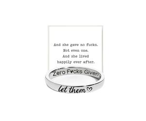 ZenVib Let Them Zero Fcks Given Mantra Ring for Women, Best Friends Engraving, Stackable, Motivation, Friendship, Gift Jewelry, Copper, No Gemstone
