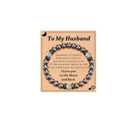 ZenVib To My Boyfriend Bracelet, Natural Stone Hematite Anniversary Beaded Stretch Inspirational Gifts Jewelry For Men, M, Stone, no gemstone
