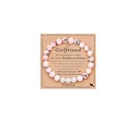 ZenVib To My Girlfriend, 8mm Pink Natural Beaded Stone Stretch Anniversary Inspirational Gifts Jewelry For Women, M, Stone, no gemstone
