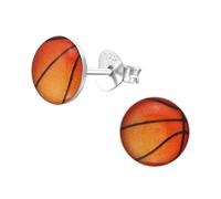 Zenvie Sterling Silver Basketball Round Orange Stud Earrings with Gift Box