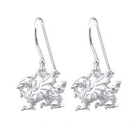 Zenvie Sterling Silver Welsh Dragon Drop Earrings, 13mm x 10mm, with Gift Box
