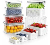 Zenvilo 5 PCS Fresh Food Storage Containers with Lids Airtight,Fridge Containers Organizers For Microwave Dishwasher Safe, Keep Fruits Veggie Food berries Fresh Leakproof Kitchen Organisers